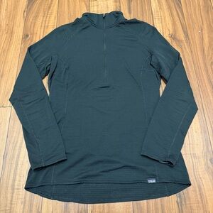 Patagonia Pullover Women Medium Black Capilene Thermal Weight Base Layer 1/4 Zip